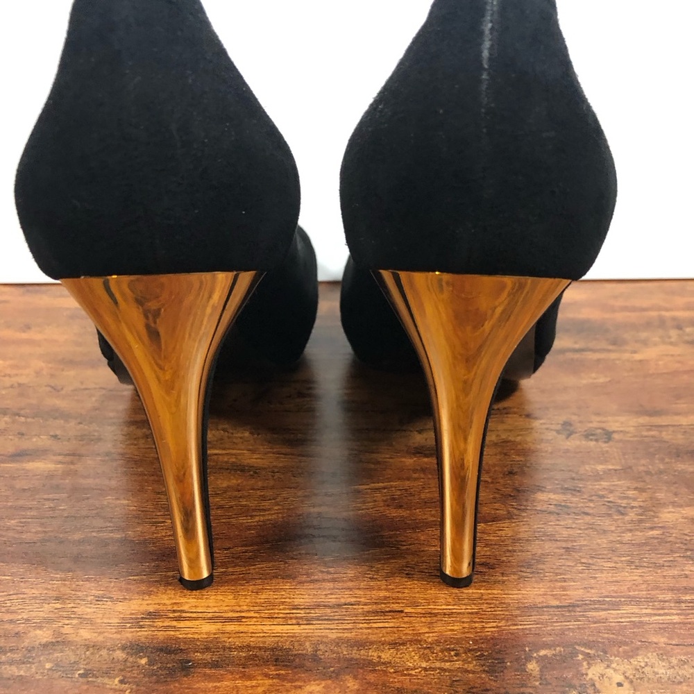 Russell &‎ Bromley Black Suede Heels Open Toe Womens Size US 6 EU 37 UK 4 Italy - Picture 3 of 11